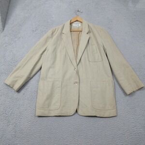 Extra Editions Cotton Blazer Womens 16 Beige Ramie Sport Coat‎ Two Button Casual